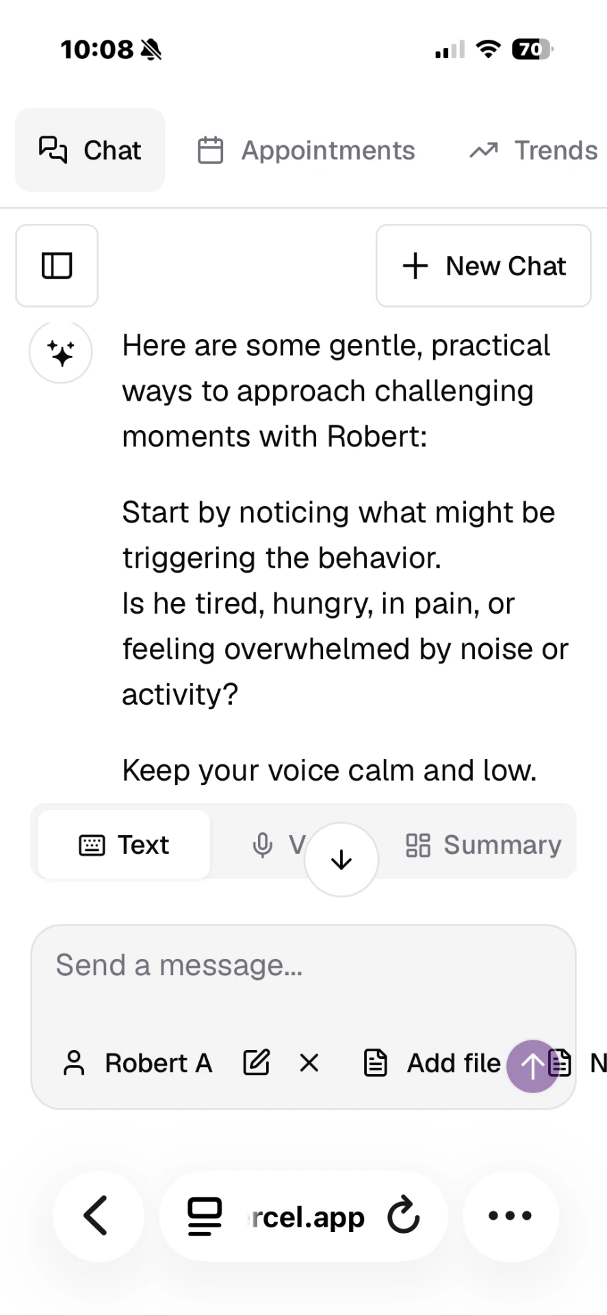 The DemiHelp app on a phone, showing gentle, practical strategies for challenging moments