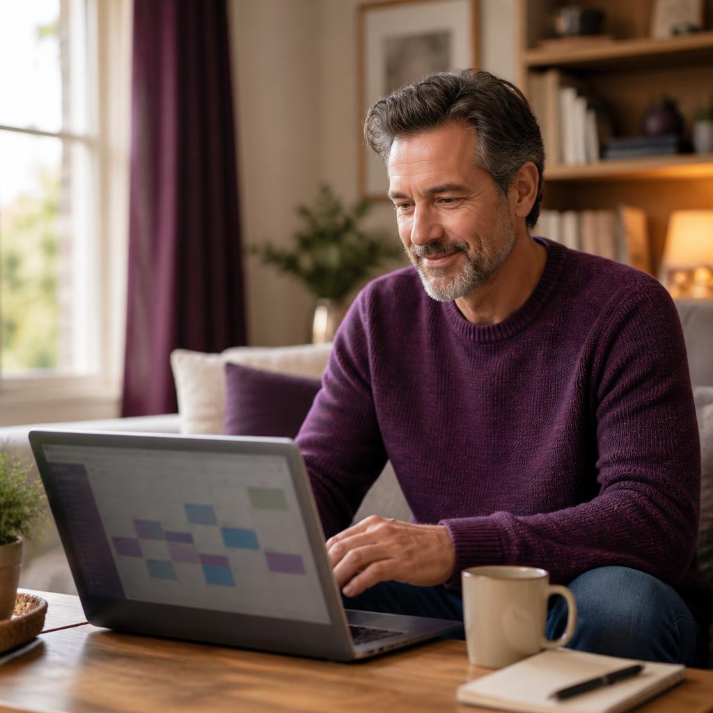 Caregiver reviewing appointments on a laptop calendar